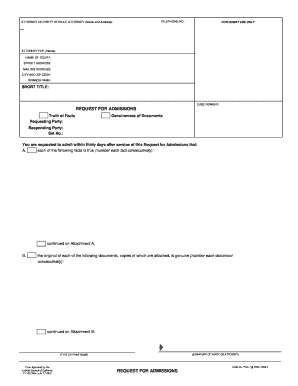 California Request for Admissions