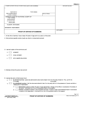 Proof of Service of Summons