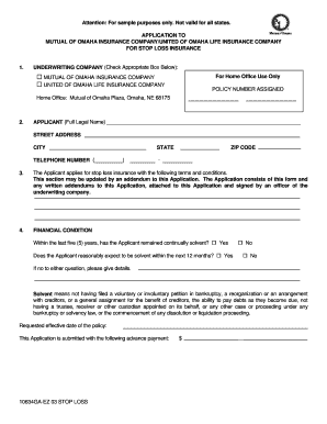 Stop Loss Insurance Application