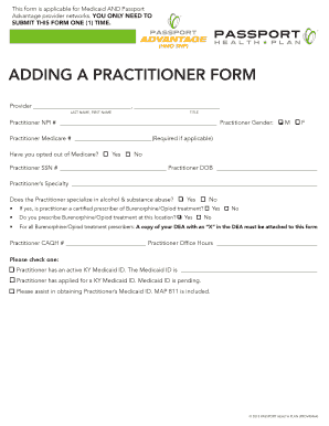 Adding a Practitioner Form