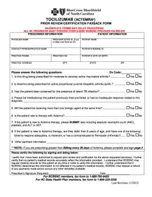 Actemra Prior Review/Certification Form