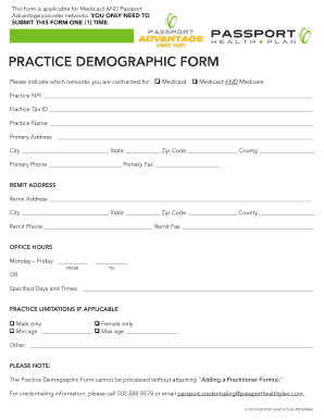 Practice Demographic Form
