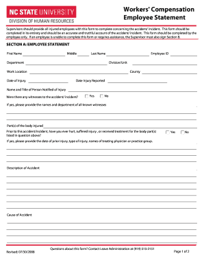 Workers' Compensation Employee Statement