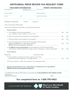 Antifungal Prior Review Fax Request Form