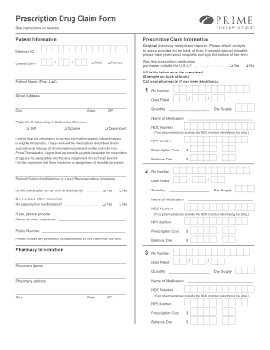 Prescription Drug Claim Form