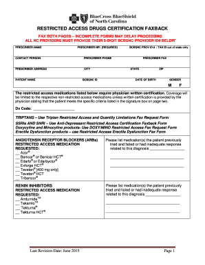 North Carolina Restricted Access Drugs Certification