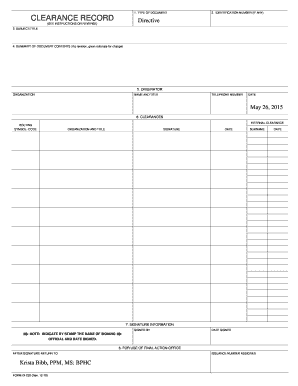 Departmental Clearance Record Form