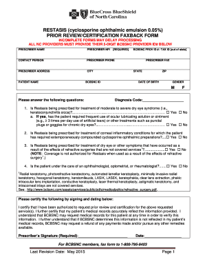 Restasis Prior Review Certification Form
