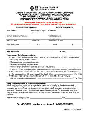 Blue Cross Blue Shield of North Carolina Prior Review Form