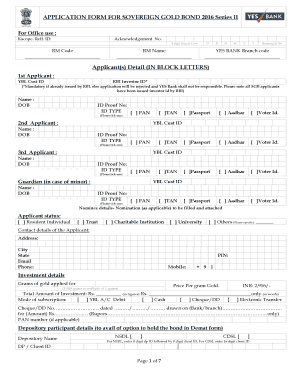 Sovereign Gold Bond 2016 Series II Application Form