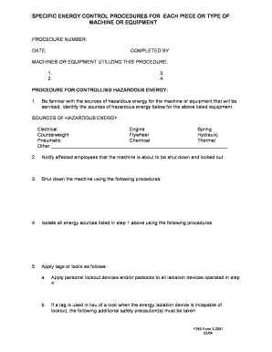 Energy Control Procedure Form