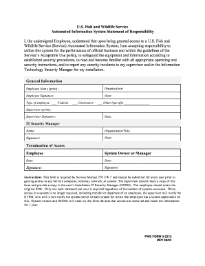 US Fish and Wildlife Service Access Responsibility Form