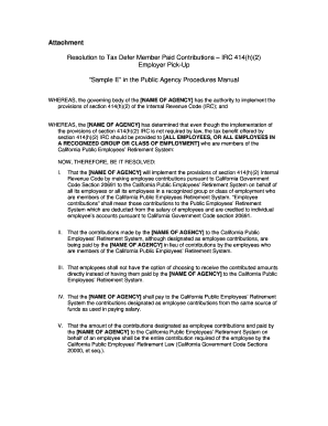 Resolution to Tax Defer Member Paid Contributions – IRC 414(h)(2)
