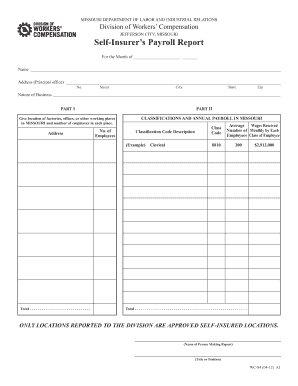 Missouri Self-Insurer’s Payroll Report