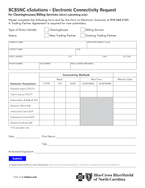 Blue Cross Blue Shield Electronic Connectivity Request
