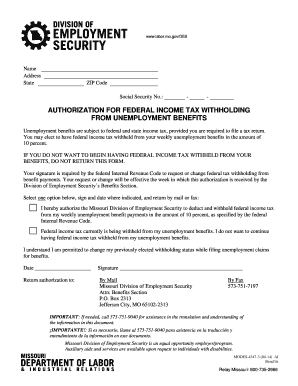Missouri Unemployment Tax Withholding Form
