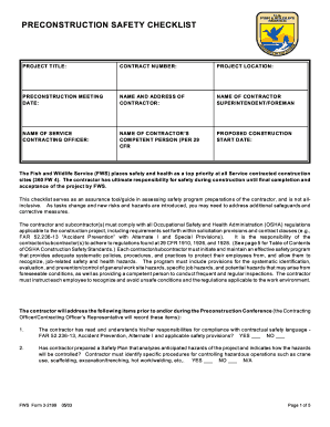 Preconstruction Safety Checklist