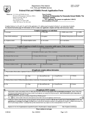 Federal Fish and Wildlife Permit Application