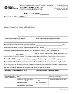 Missouri Affidavit of Zero Reporting
