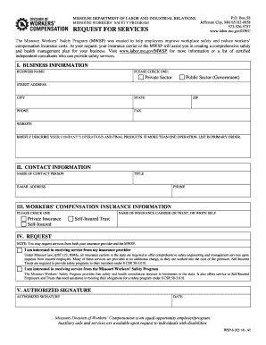 Missouri Workers' Safety Program Request for Services