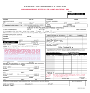 Uniform Household Goods Bill of Lading