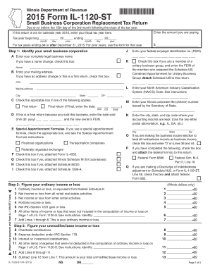 Illinois Form IL-1120-ST Small Business Corporation Replacement Tax Return