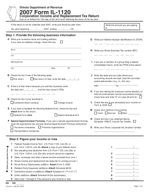 Illinois Form IL-1120 Corporation Income and Replacement Tax Return
