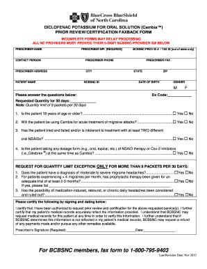 Cambia Prior Review/Certification Faxback Form