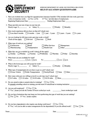 Missouri Unemployment Work Search Record