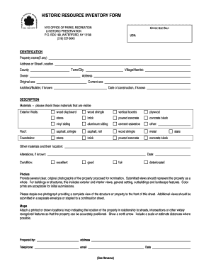 Historic Resource Inventory Form