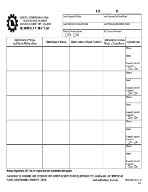 Missouri Quarterly Client List Form