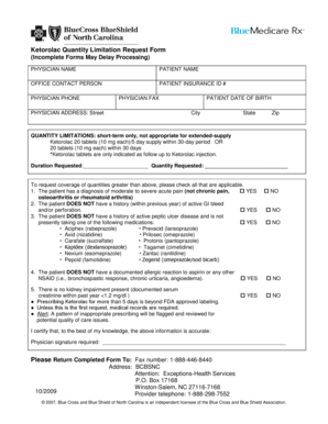 Ketorolac Quantity Limitation Request Form