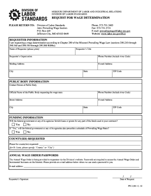Missouri Request for Wage Determination