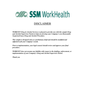 Reasonable Suspicion Drug and Alcohol Supervisor Packet