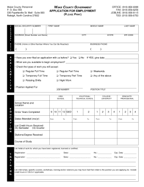 Wake County Employment Application Form
