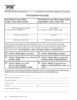 California State PTA Photography Release