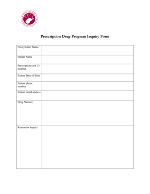 Prescription Drug Program Inquiry Form