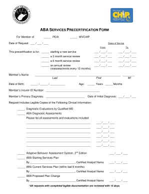 ABA Services Precertification Form