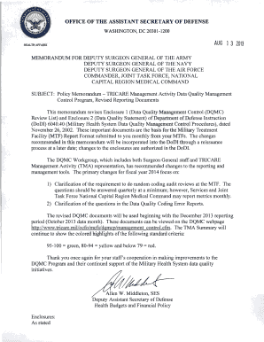 TRICARE Data Quality Management Control Review List