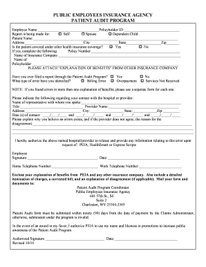 Patient Audit Program Form