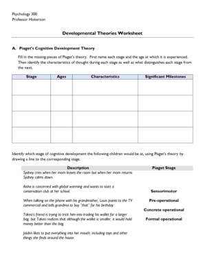 Developmental Theories Worksheet