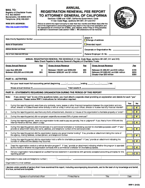 California Charitable Trust Registration Renewal Fee Report