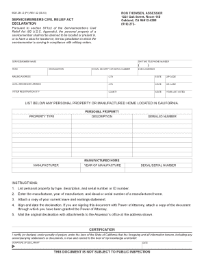 Service Members Civil Relief Act Declaration