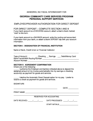 Employee Direct Deposit Authorization Form