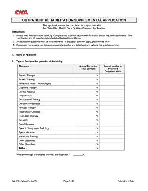Outpatient Rehabilitation Supplemental Application