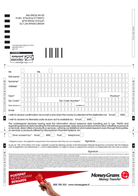 Modulo di registrazione MoneyGram Rewards