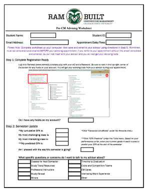 Pre-CM Advising Worksheet