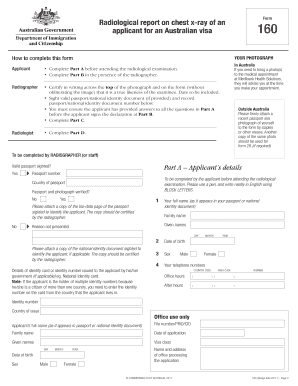 Australian Visa Health Requirement Form 160
