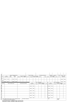 Auxiliary Rural Carrier Time Certificate