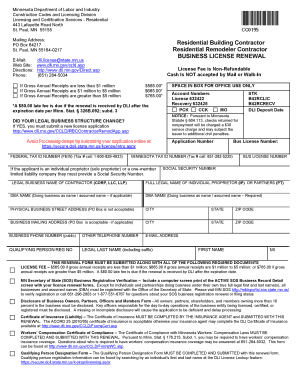 Minnesota Residential Building Contractor License Application